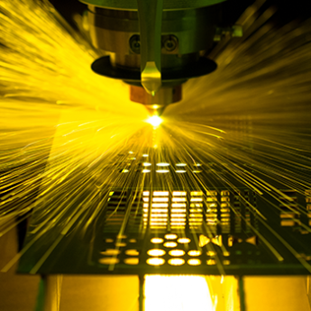 Industrial Laser with Yellow Sparks